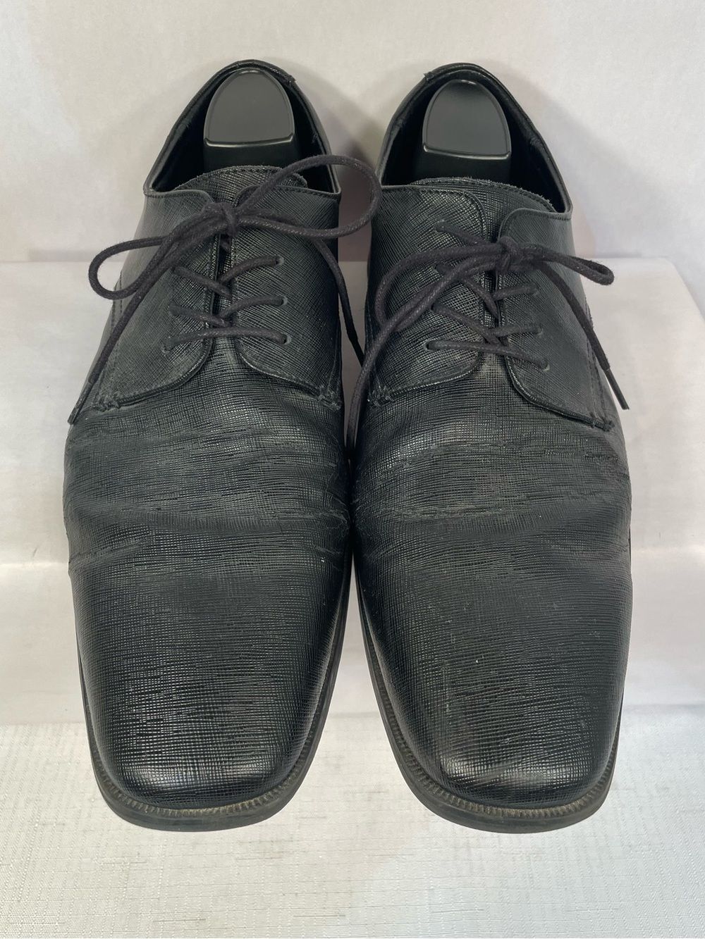 Calvin Klein Classic Black Men's Leather Dress Shoes - Lace-Up Oxford -Gunther - Picture 5 of 9